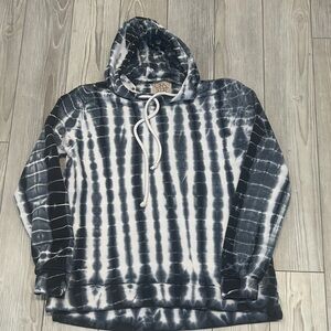 Chaser Monochrome Blue/White Tie-Dye Pullover Hoodie Size XS